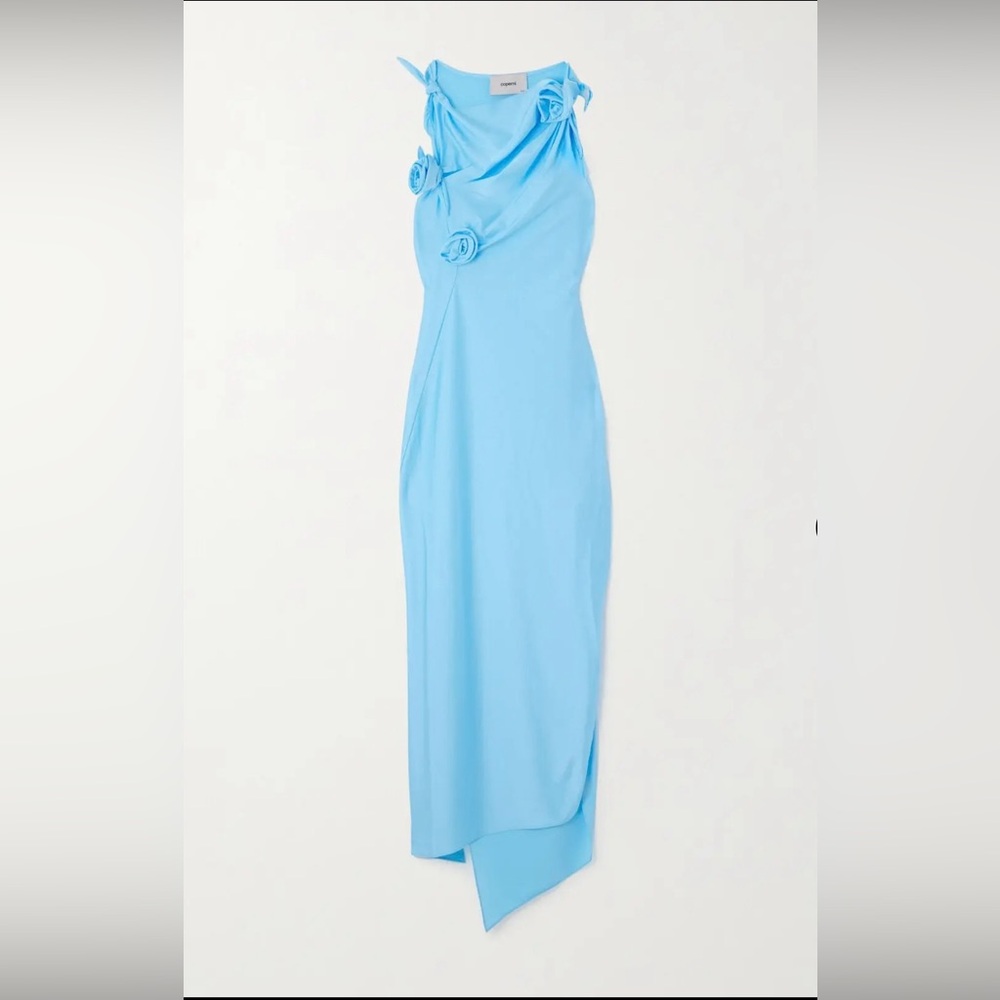 NWT Coperni Turquoise Blue Asymmetrical Maxi Dress - Picture 2 of 11